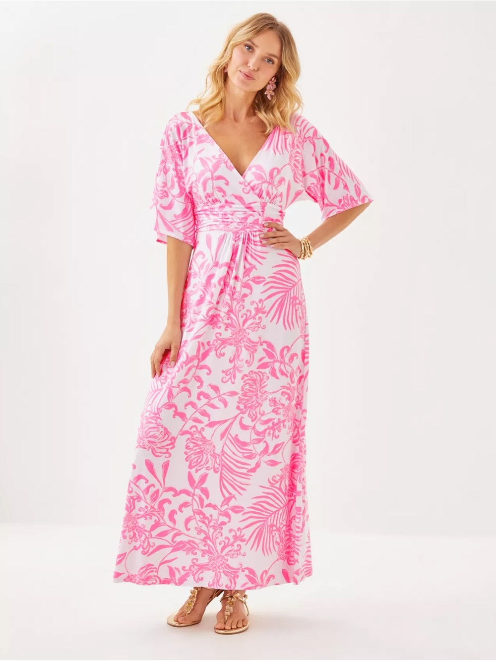LILLY PULITZER • Parigi Maxi Dress - medium pink white